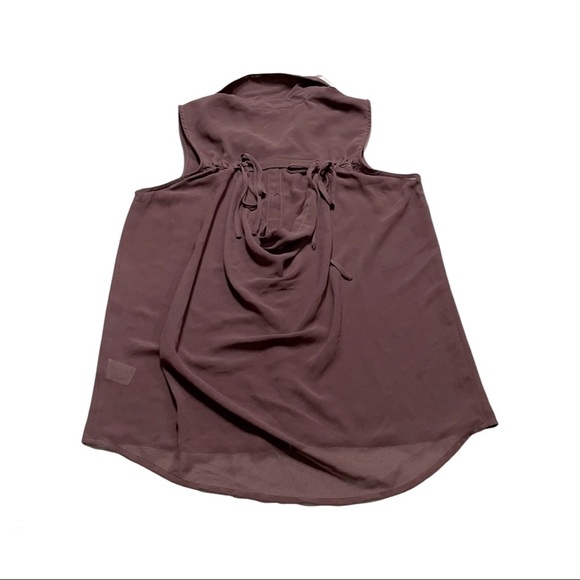 Naked Zebra Purple Sheer Lightweight Sleeveless Button Down Blouse Cutout Back S - Picture 2 of 6